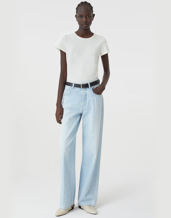 Ecru Cotton Basic T-Shirt