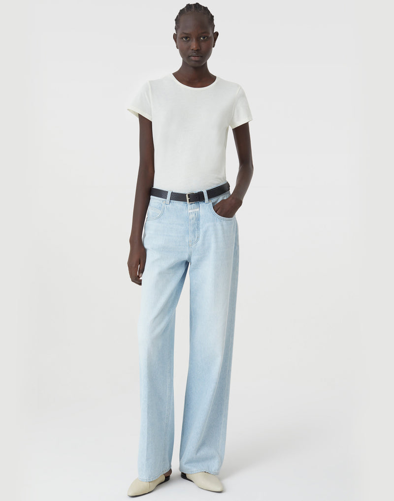Ecru Cotton Basic T-Shirt