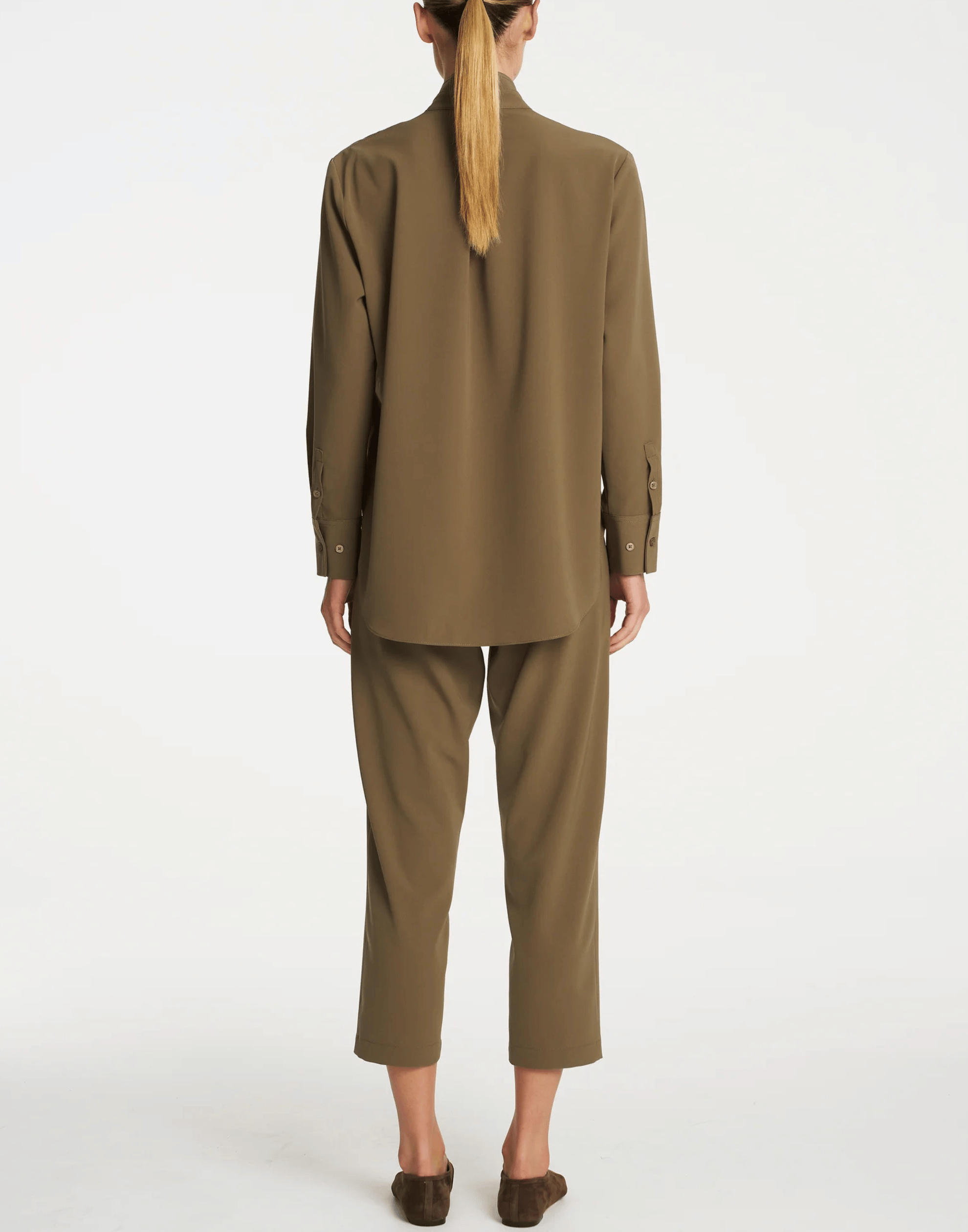 Ermine Stretch Twill Tapered Flat Pants