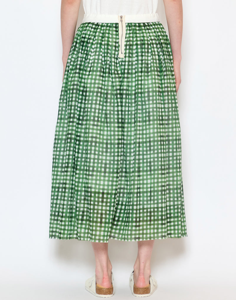 Green Check Cotton Juliana Skirt