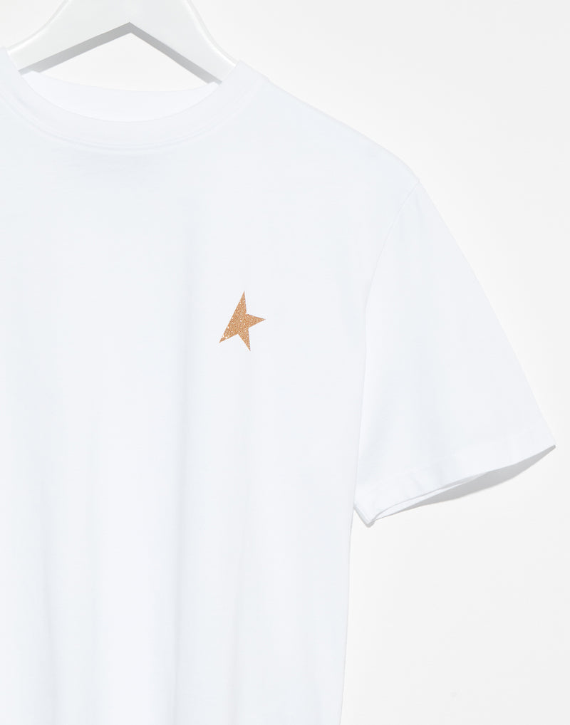 White Cotton Gold Star T-Shirt