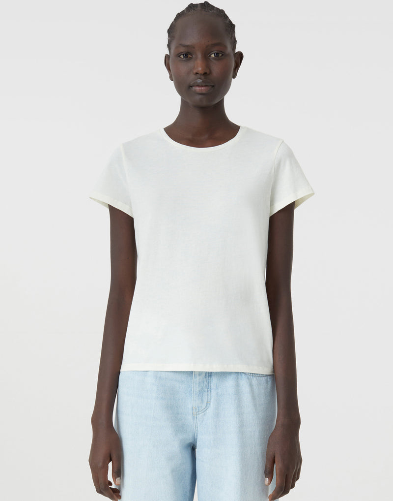 Ecru Cotton Basic T-Shirt