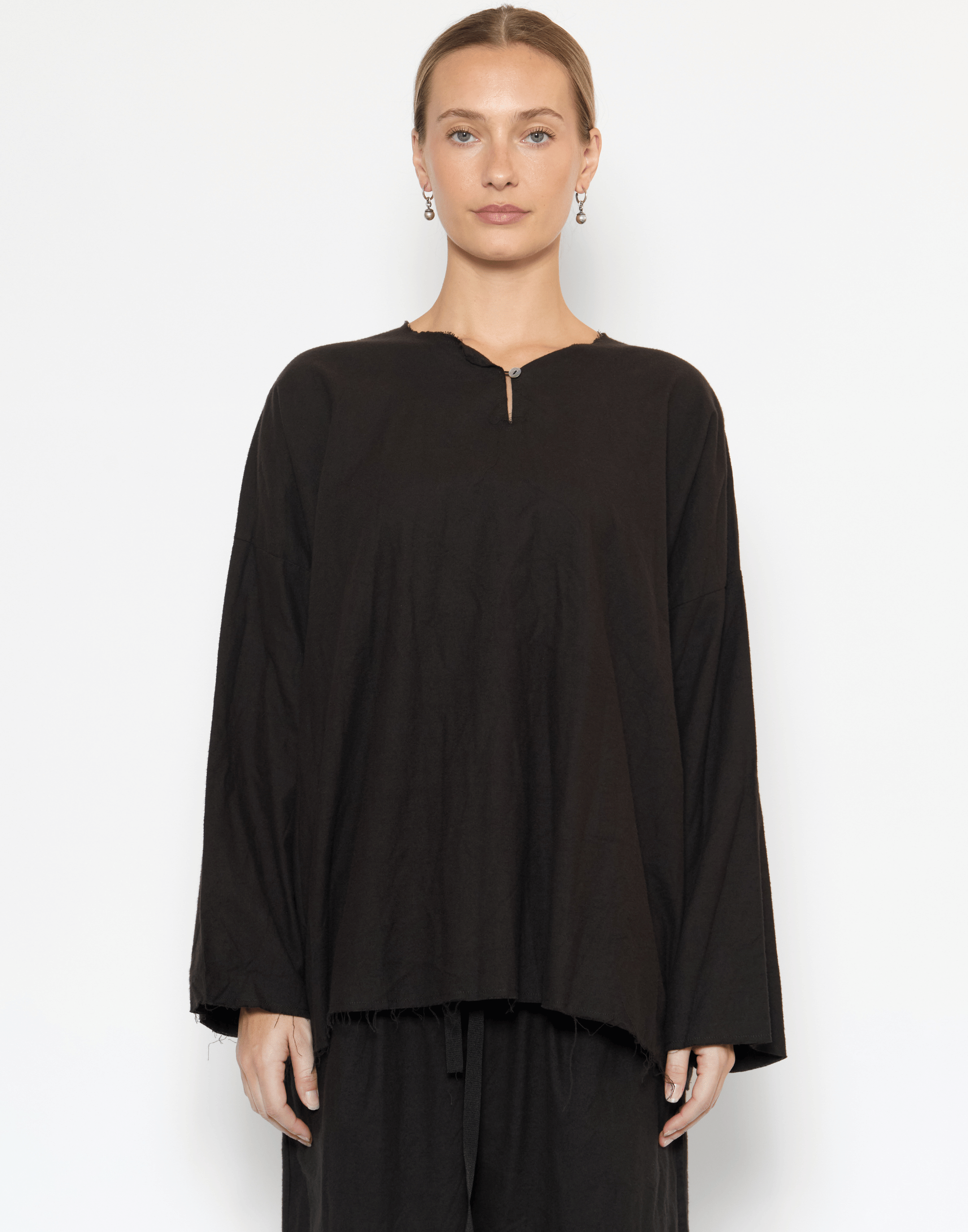 Bitter Chocolate Cotton Flannel Volume Top