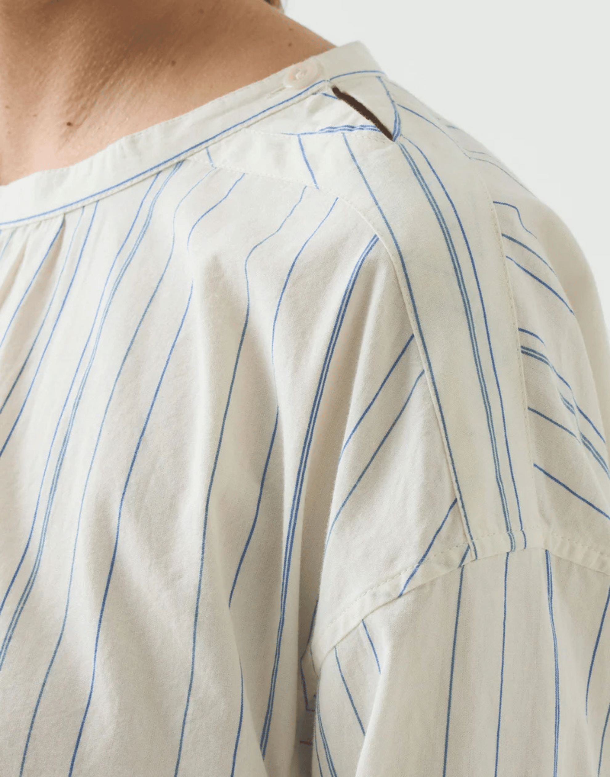 Irregular Stripe Cotton Gathered Top