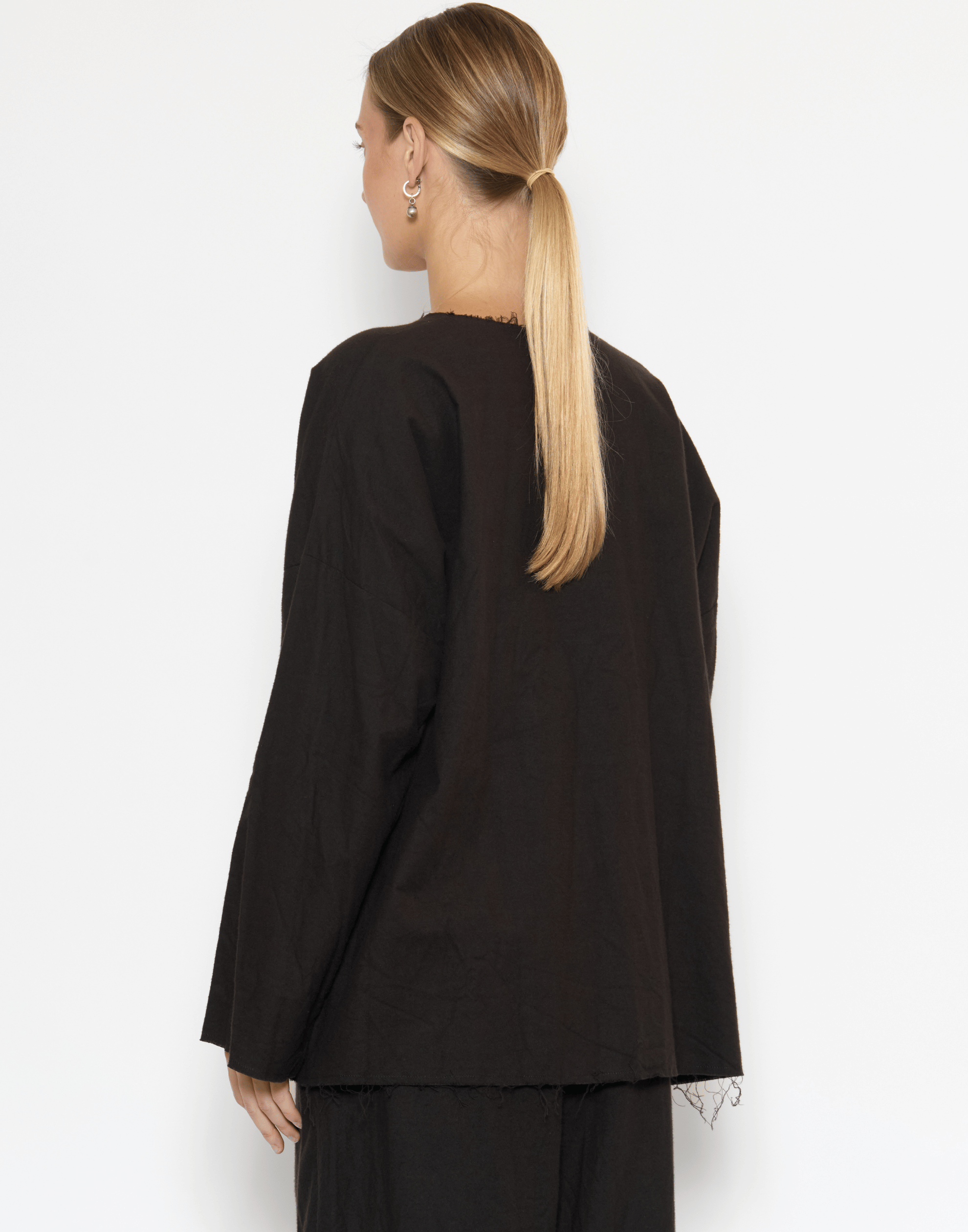 Bitter Chocolate Cotton Flannel Volume Top
