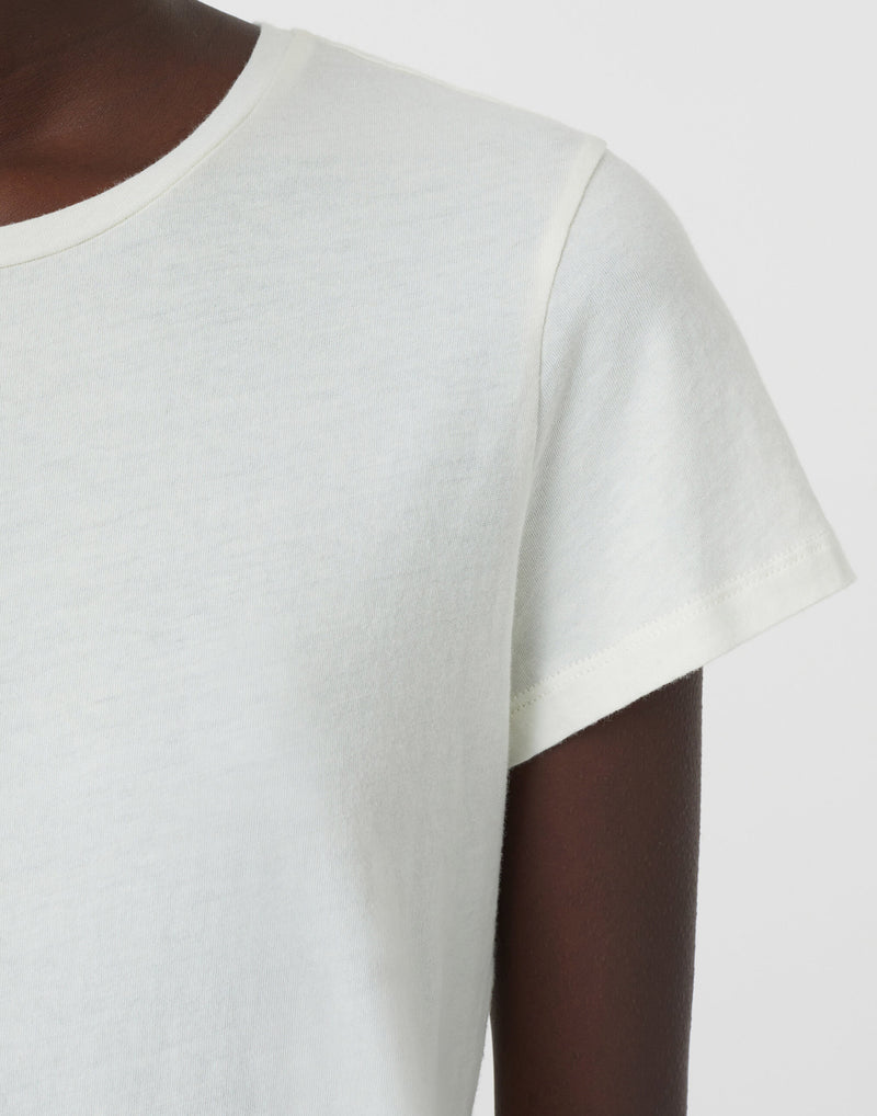 Ecru Cotton Basic T-Shirt