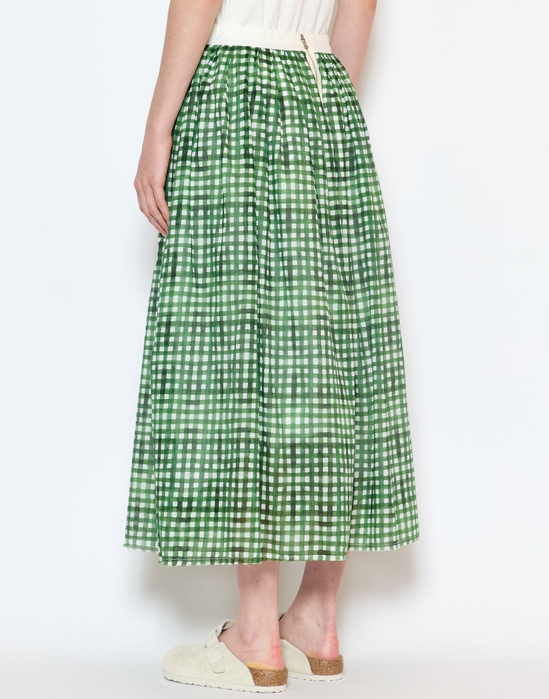 Green Check Cotton Juliana Skirt