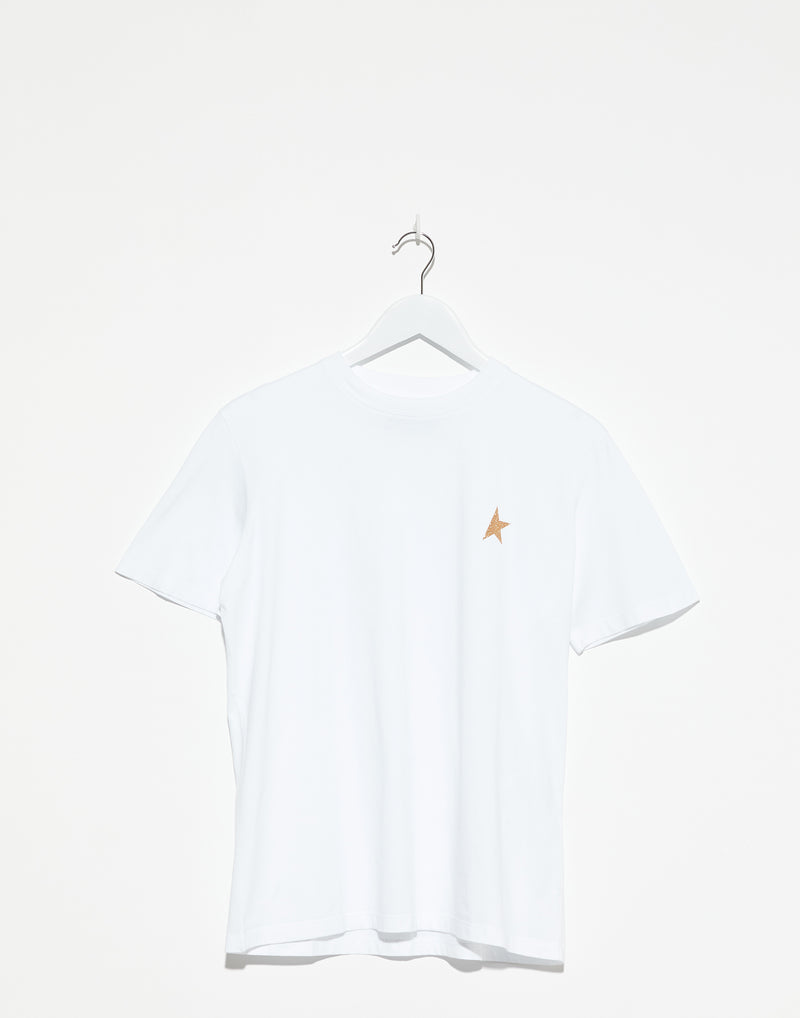 White Cotton Gold Star T-Shirt