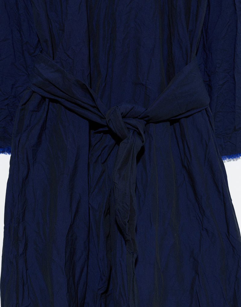 Navy Cotton Spicchi Colletto Lavato Dress