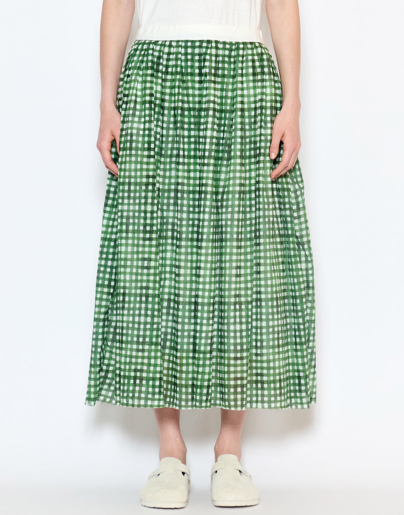 Green Check Cotton Juliana Skirt