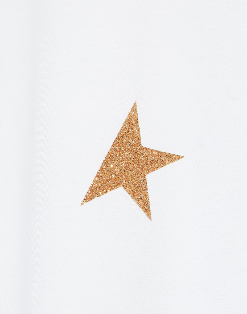 White Cotton Gold Star T-Shirt