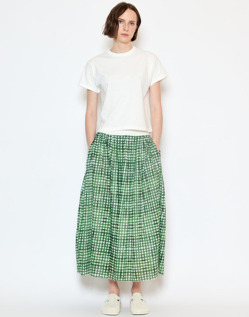 Green Check Cotton Juliana Skirt