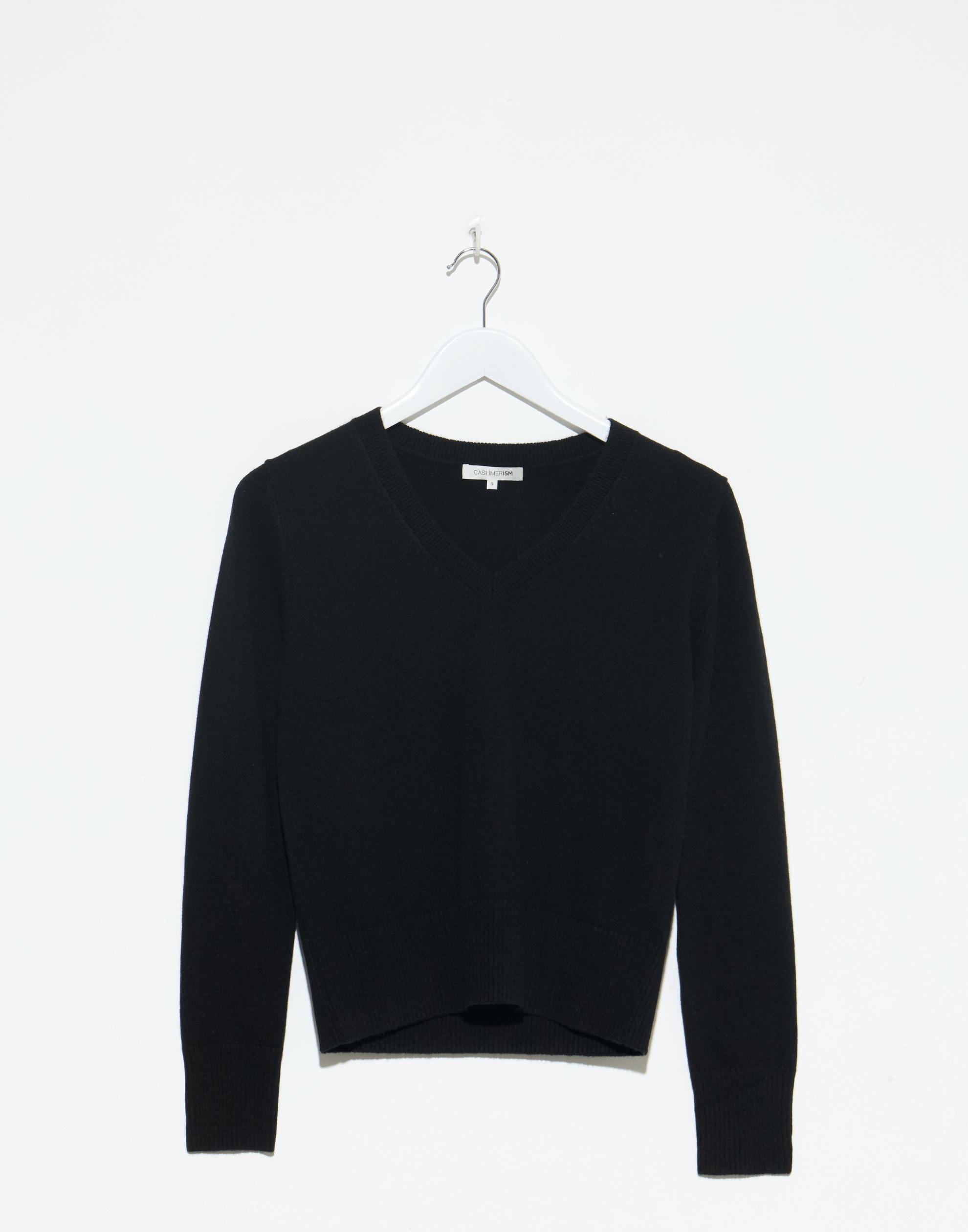 Black Cashmere Essential V Neck Pullover