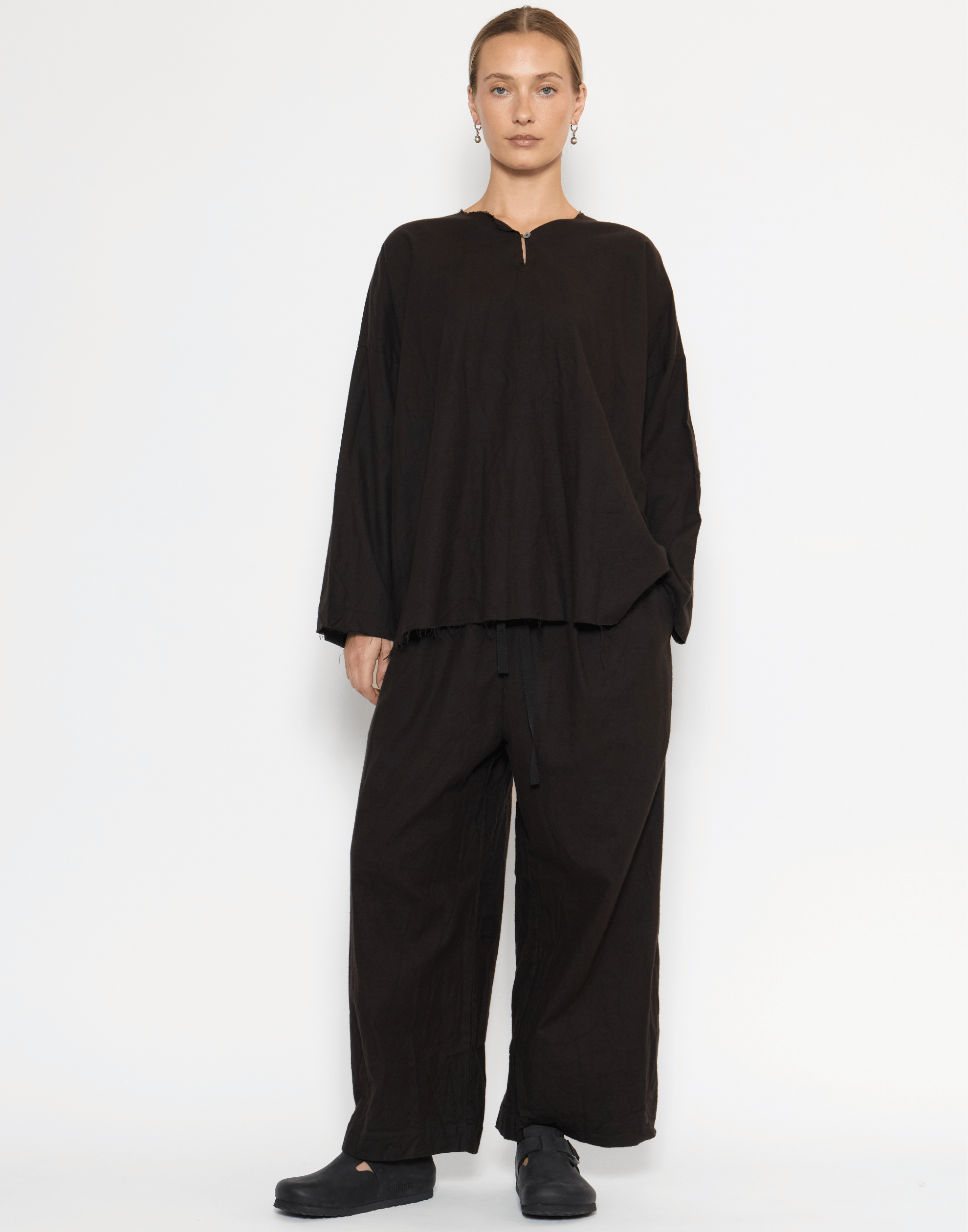 Bitter Chocolate Cotton Flannel Volume Top