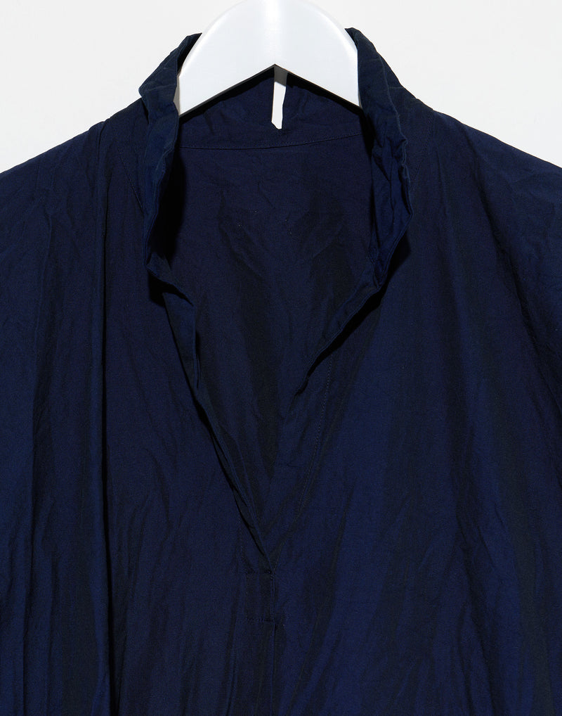 Navy Cotton Spicchi Colletto Lavato Dress