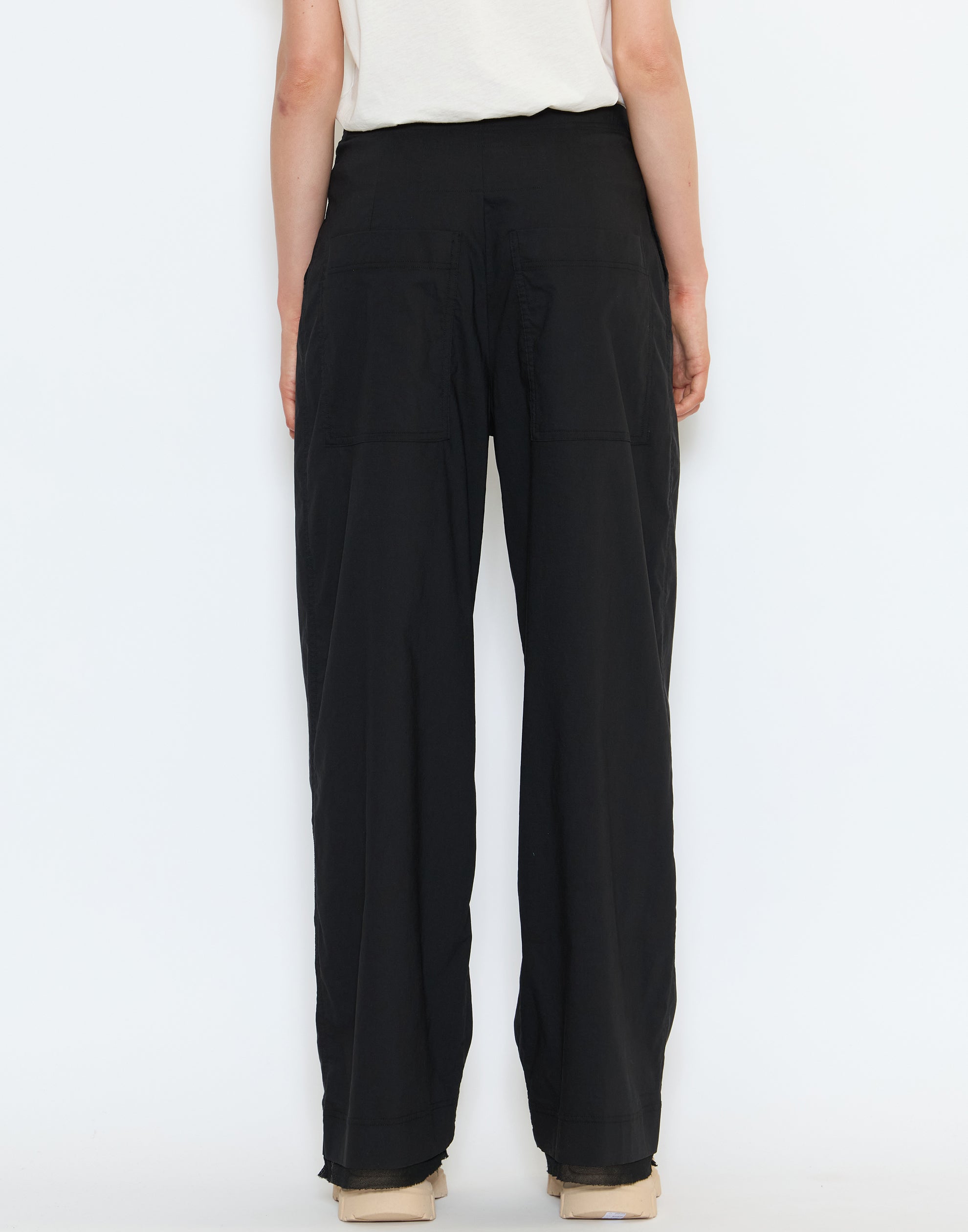 Black Cotton Blend Stretch Pants