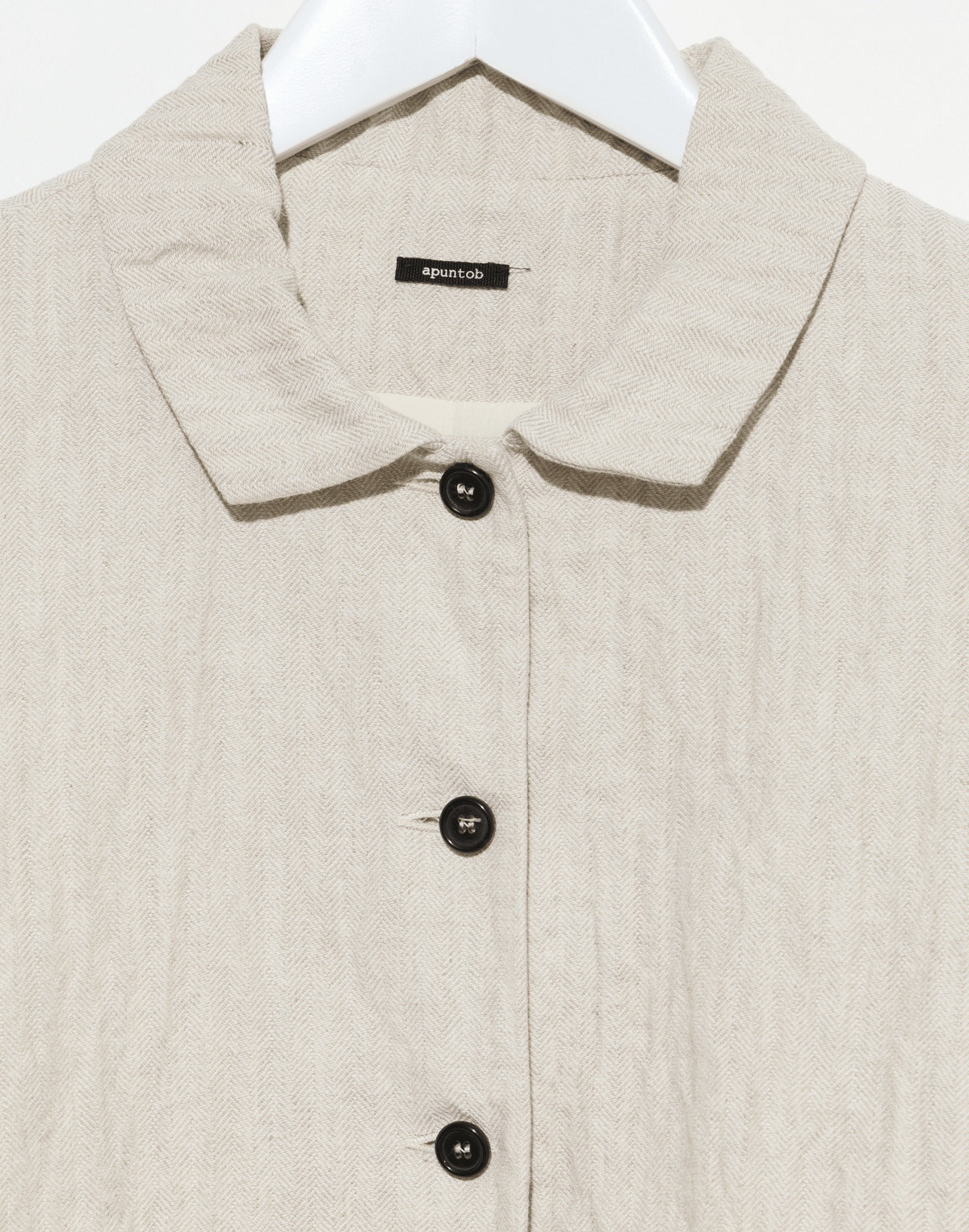 Ecru Herringbone Linen & Cotton Blend Jacket