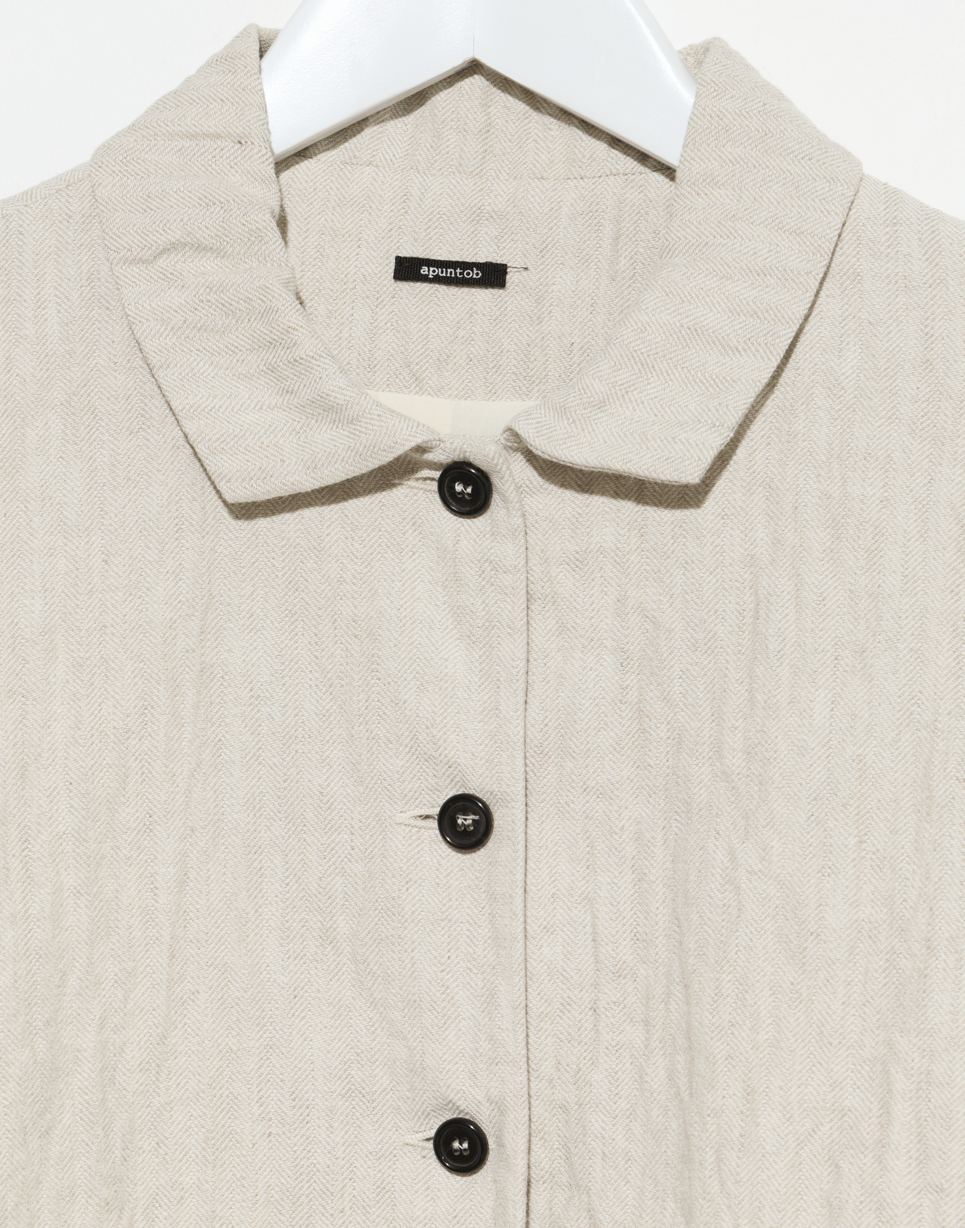 Ecru Herringbone Linen & Cotton Blend Jacket