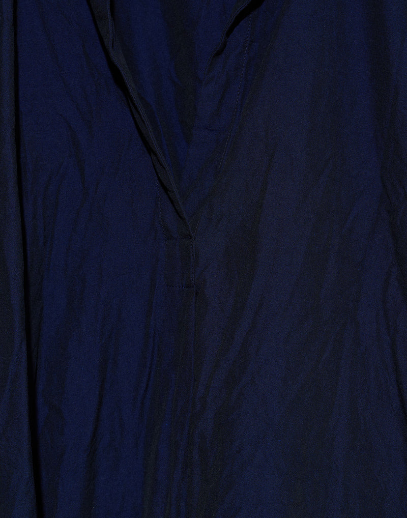 Navy Cotton Spicchi Colletto Lavato Dress