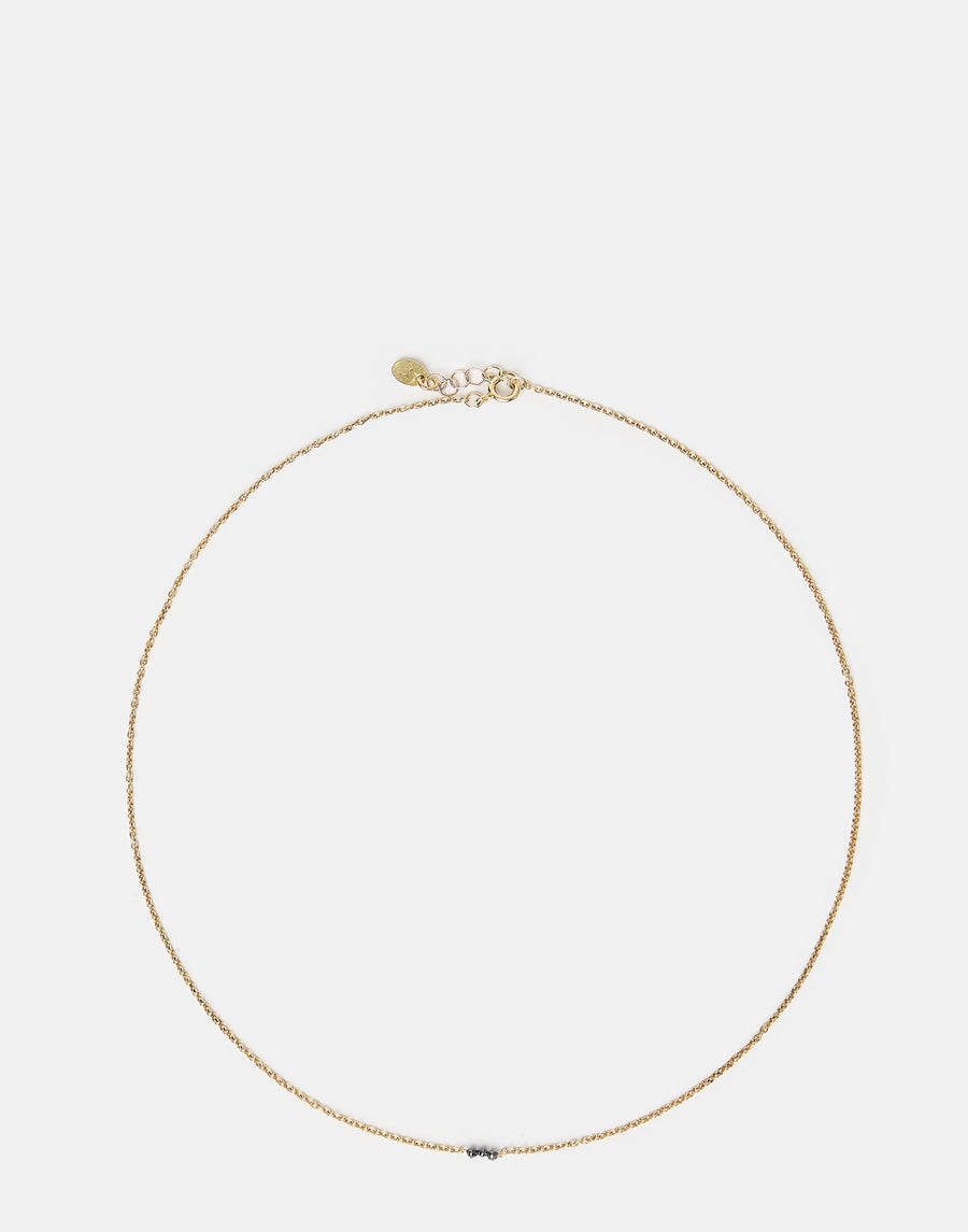 Gold & Three Black Diamond Necklace