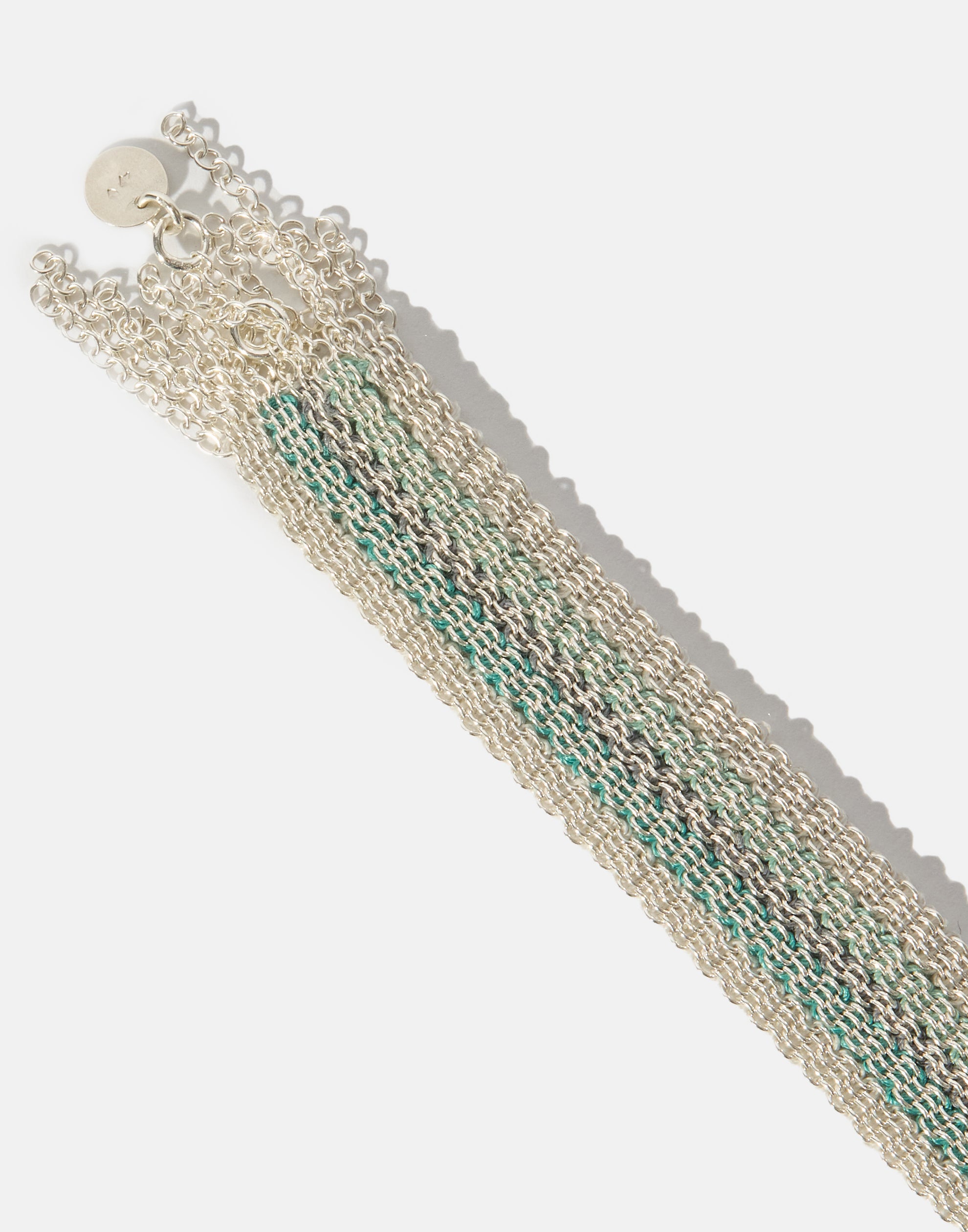 Silver & Green Silk No. 018.16 Bracelet