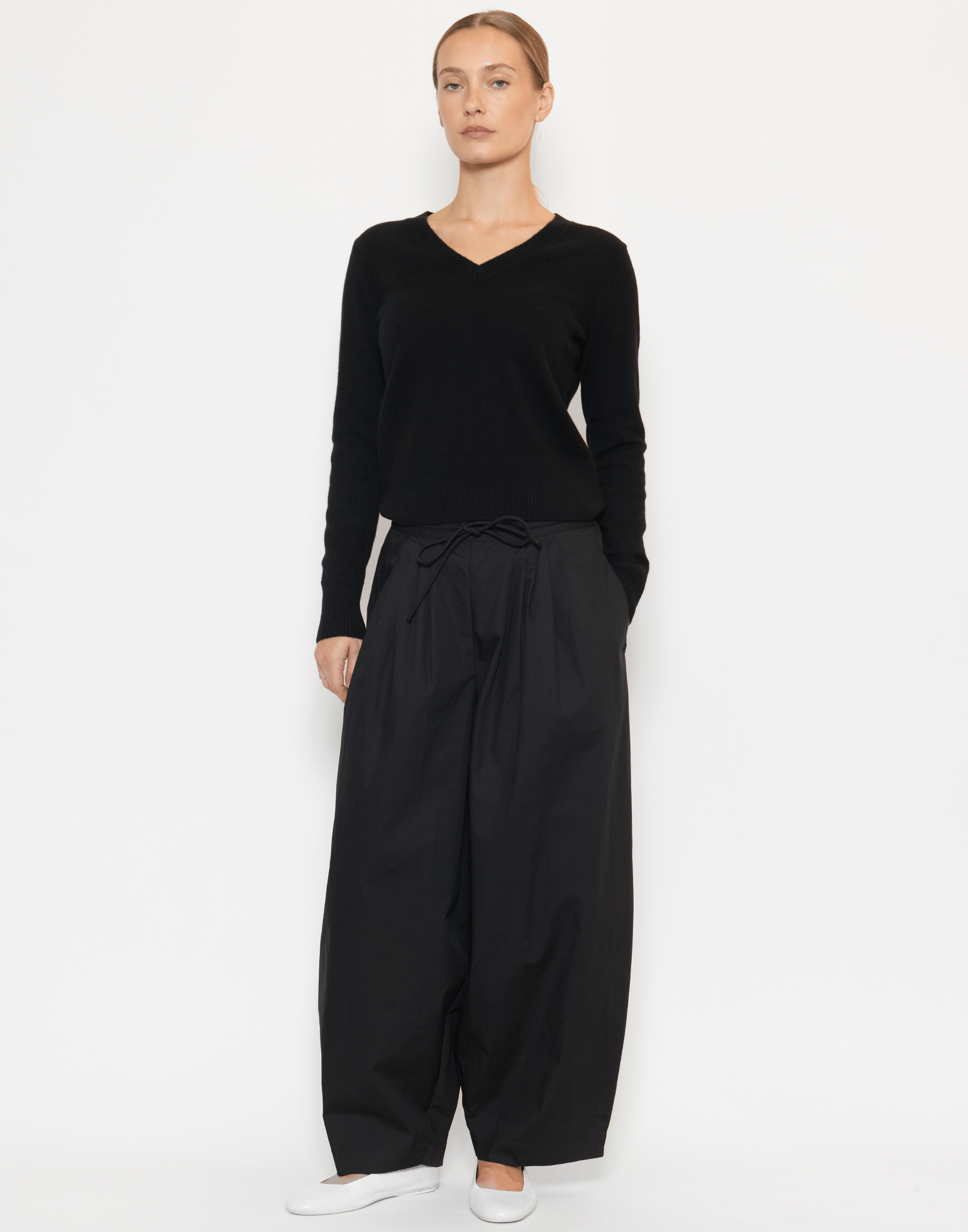 Black Cotton Poplin Pamela Pants