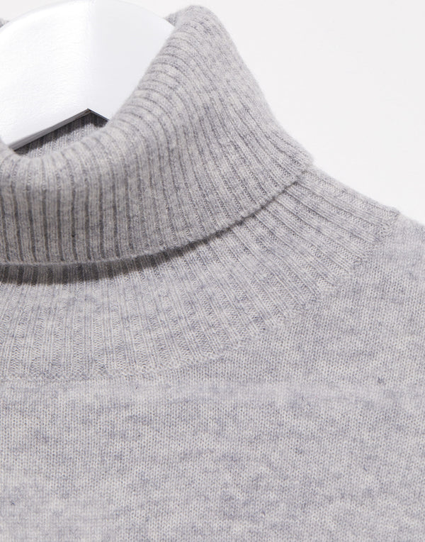 Light Grey Rollneck Cashmere Pullover