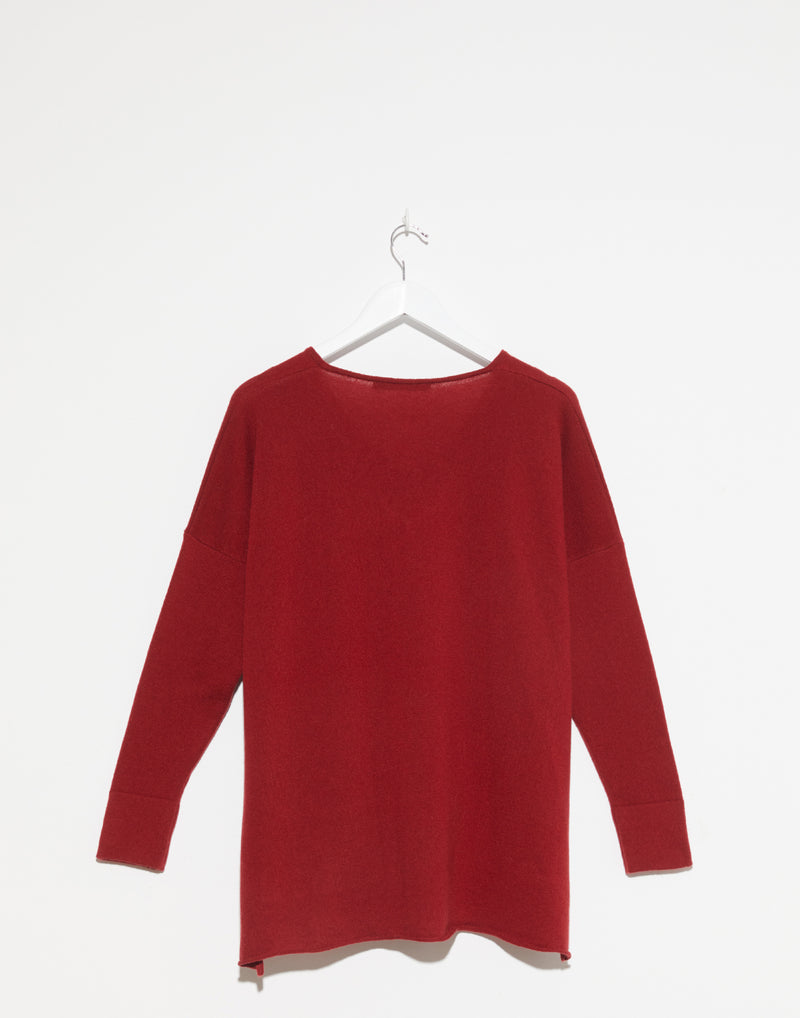 Carmine Red Cashmere Xenia Pullover