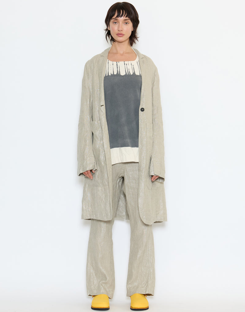 Natural Beige Sparkle Linen Coat
