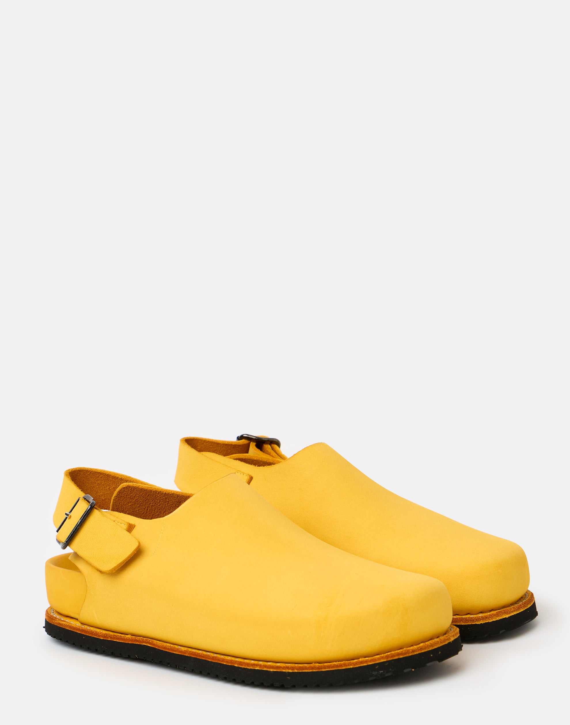 Yellow Leather Buckle Loafers