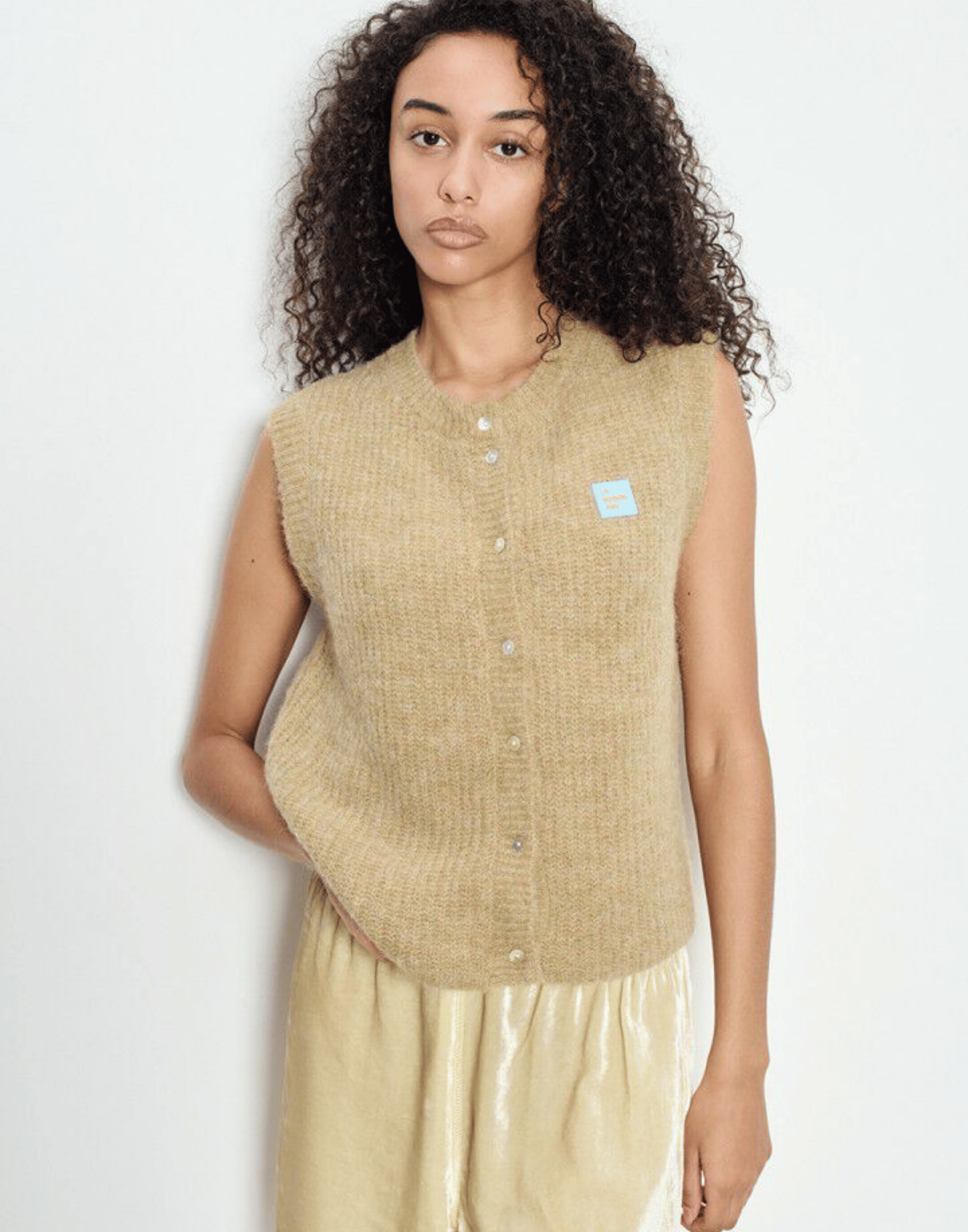 Sand Melange Wool Blend East Vest