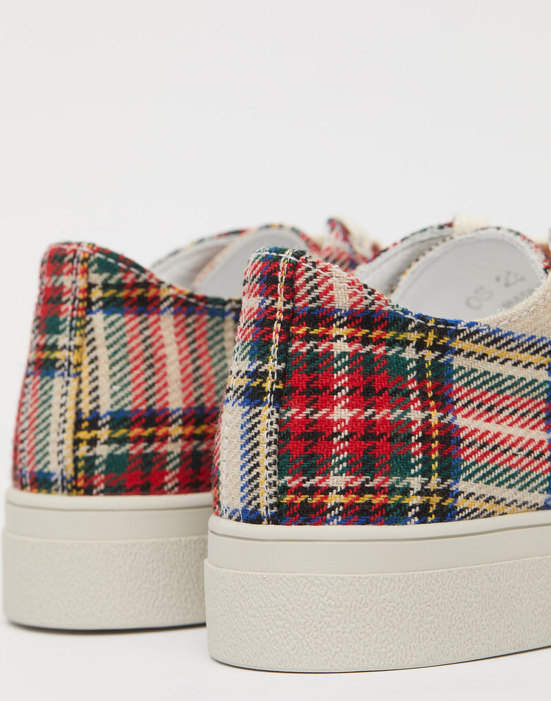 Red Tartan Wool Folk Sneakers