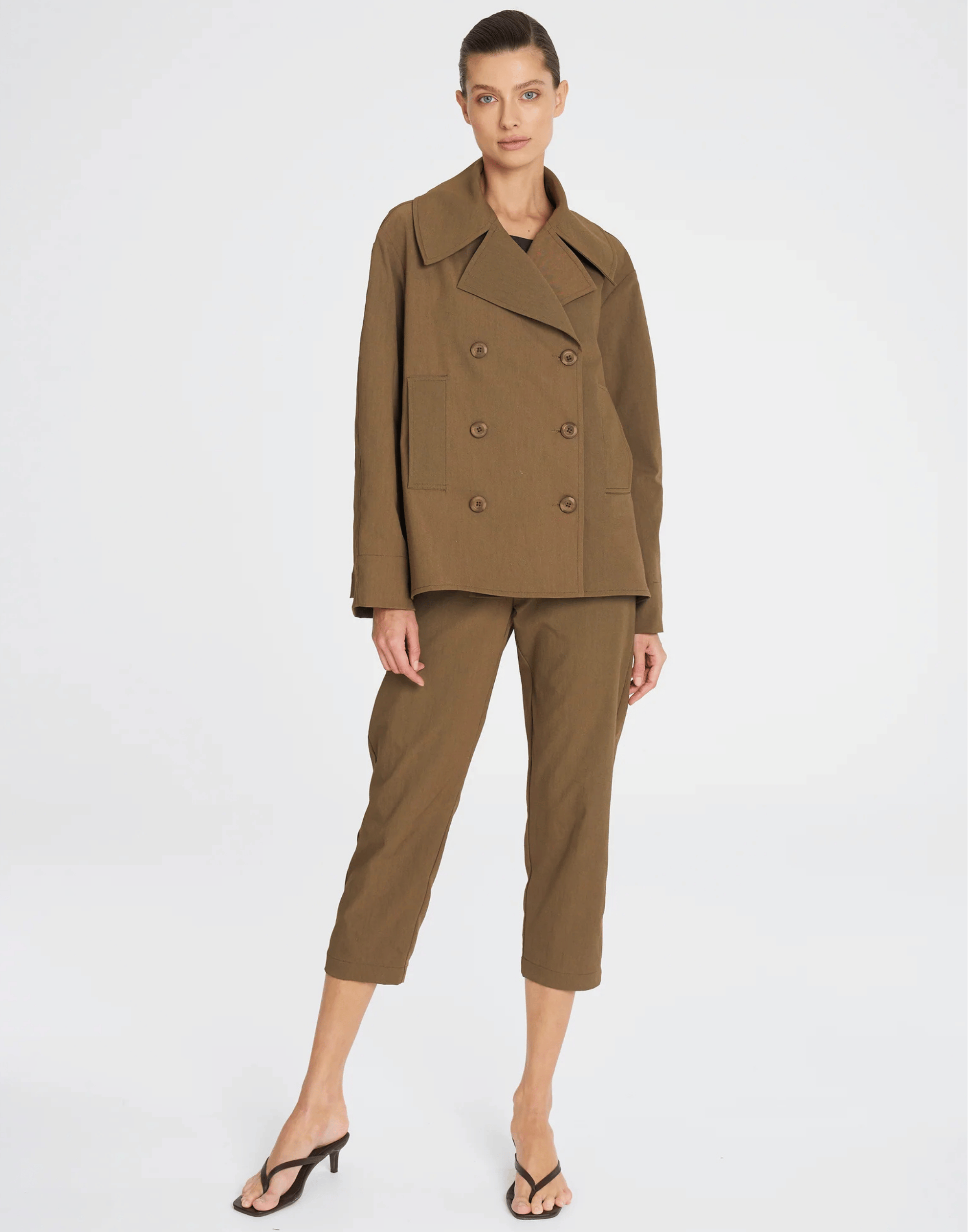 Tannin Stretch Twill Pea Jacket