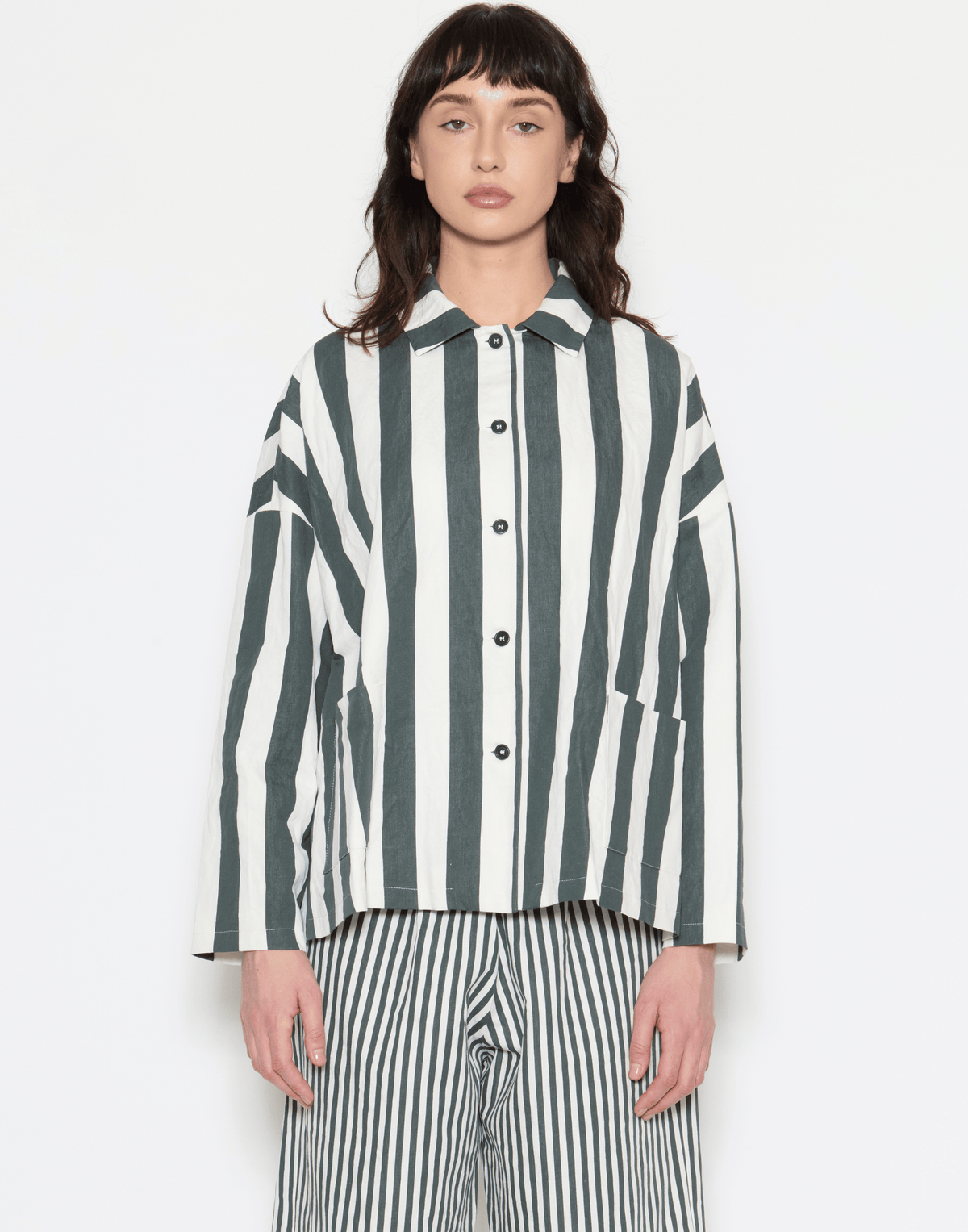 Cement Stripe Cotton & Linen Jacket