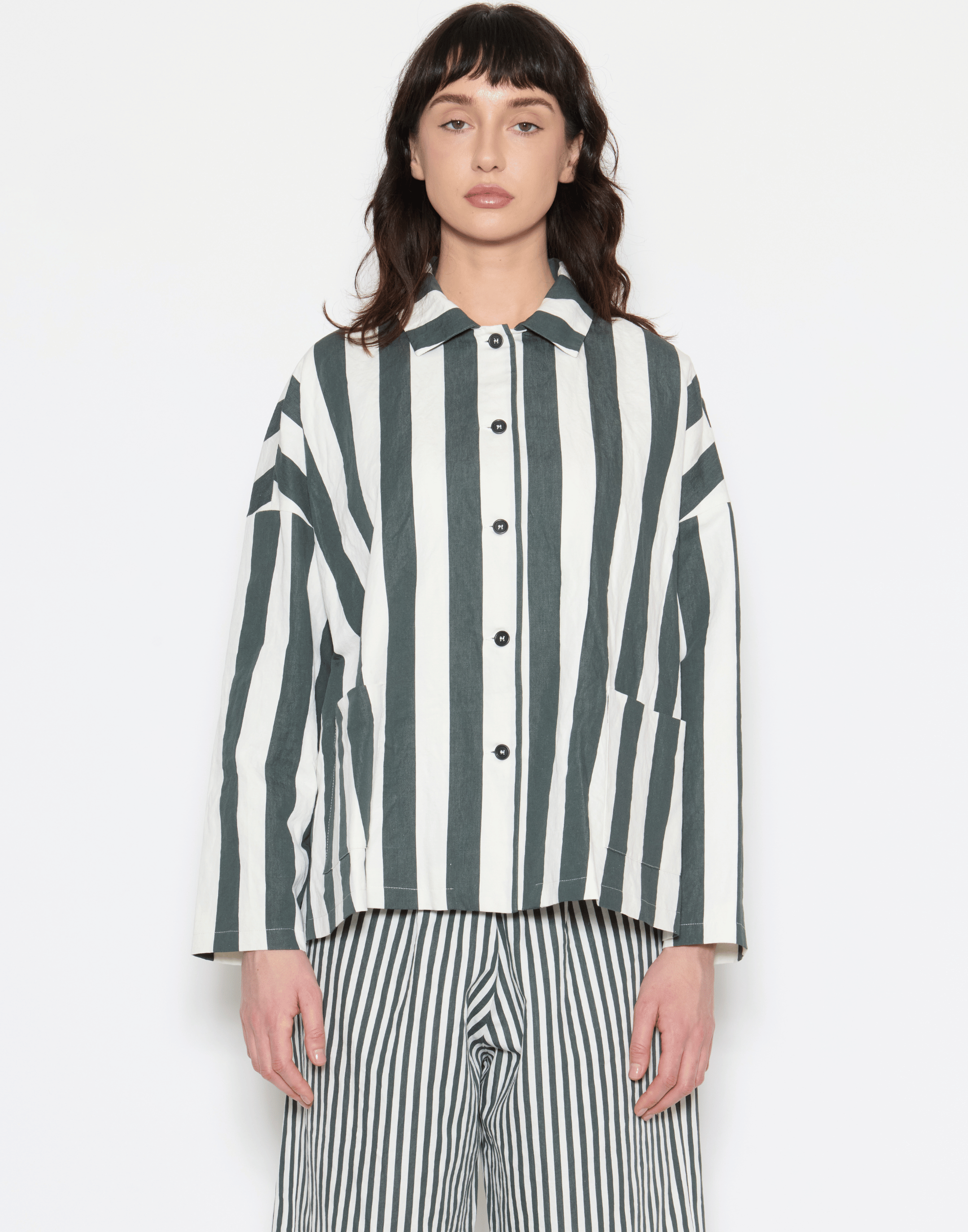 Cement Stripe Cotton & Linen Jacket