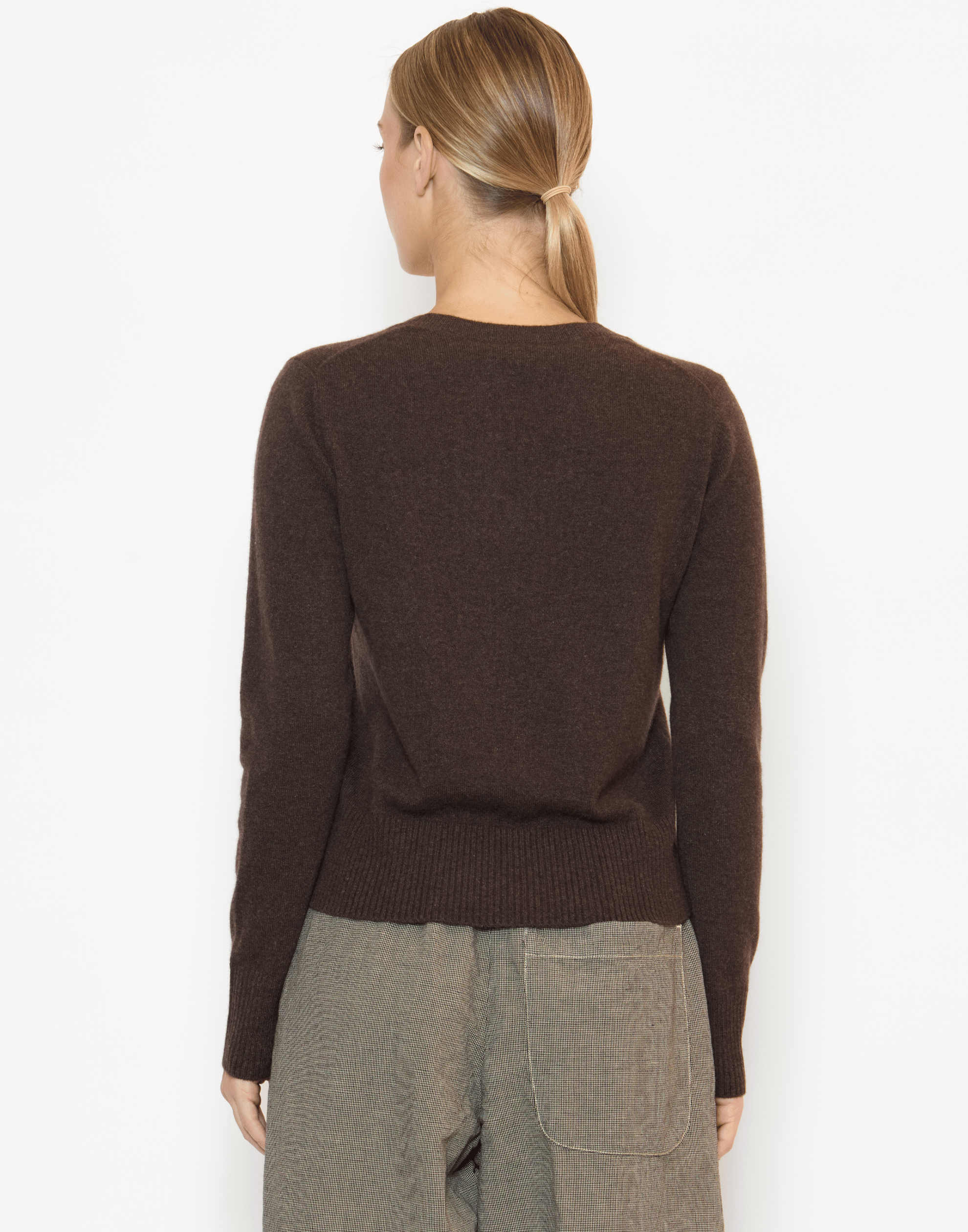 Chocolate Cashmere Essential V Neck Pullover