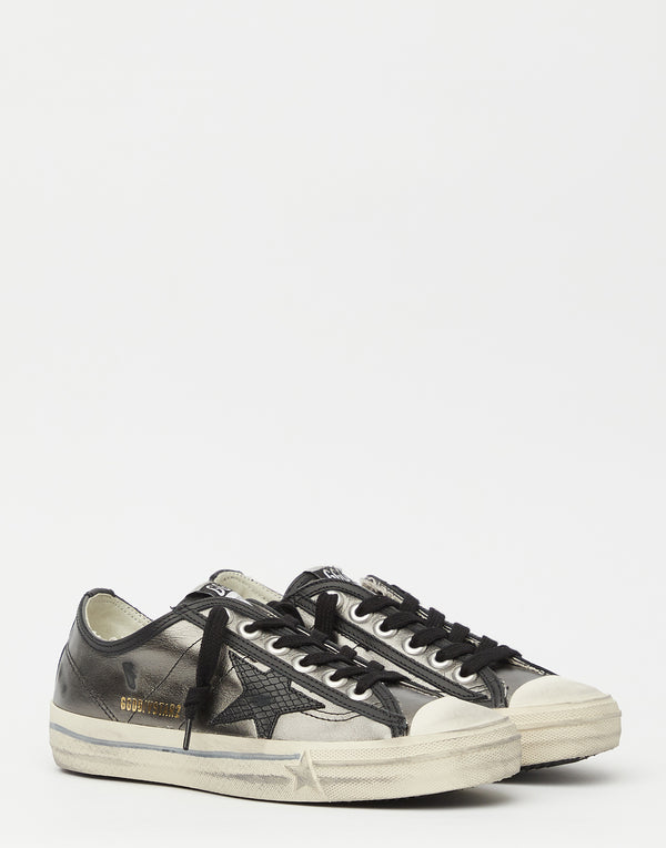 Dark Grey Laminated Leather V Star Sneakers
