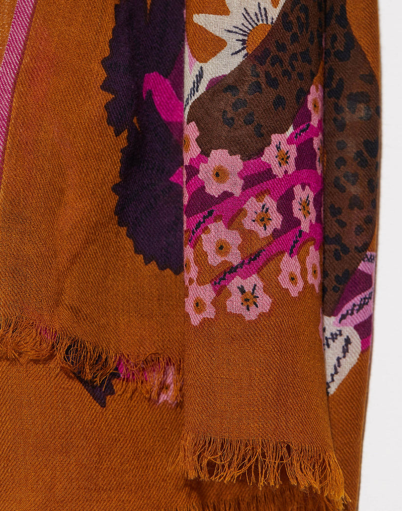 Fuchsia Wool Bloom Scarf