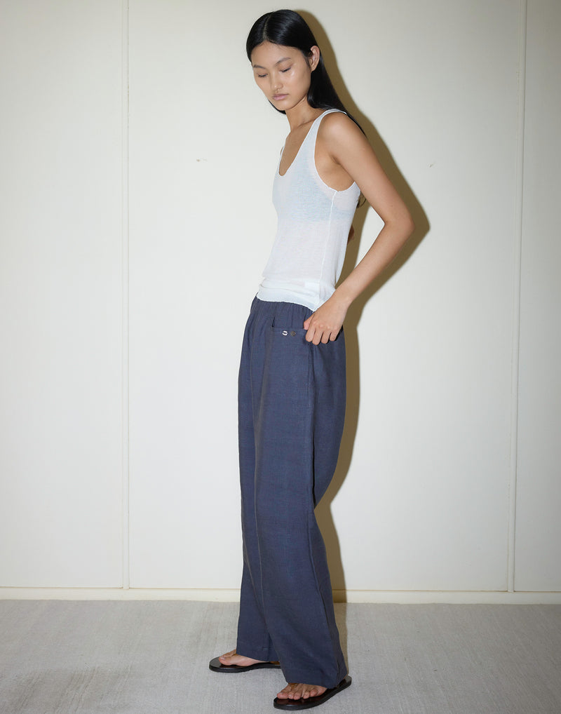 Ink Linen Square Pocket Pants
