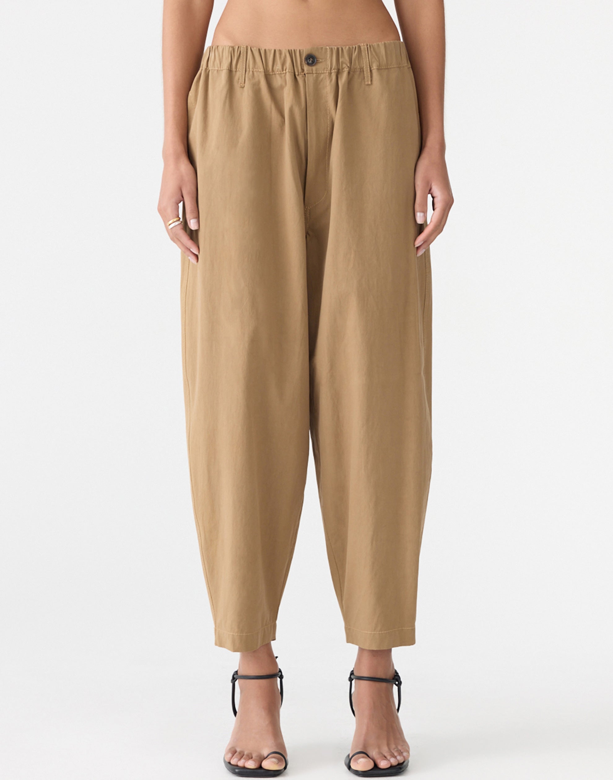 Dark Tan Crushed Cotton Summer Pants