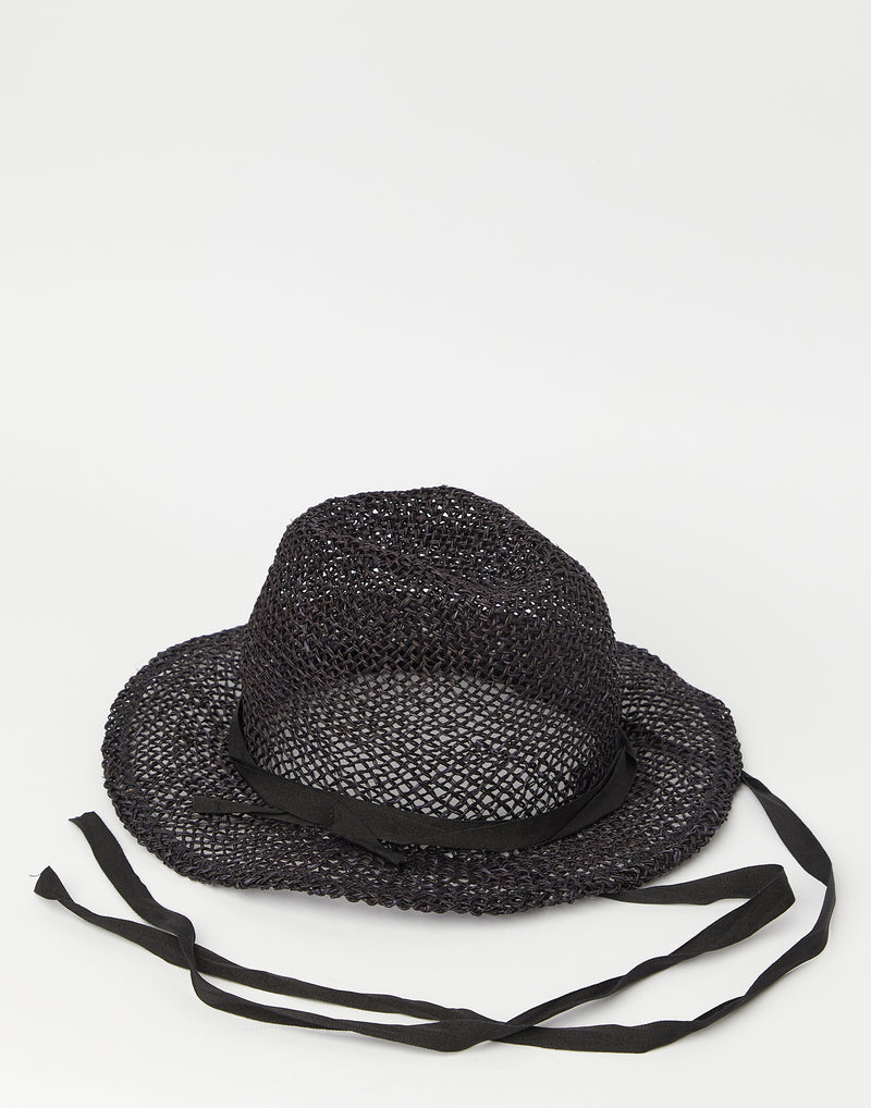Black Straw Traveller M 2RB+ Hat