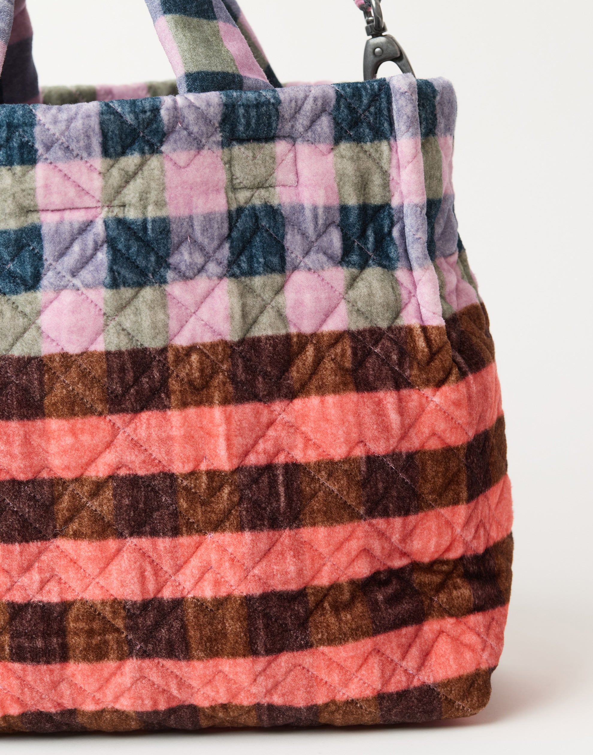 Red & Pink Medium Cotton Velvet Tote