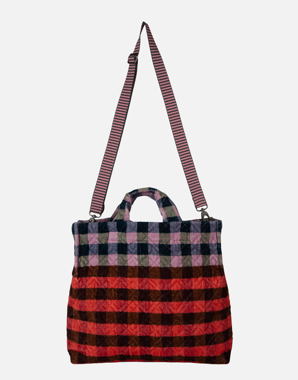 Red & Pink Large Cotton Velvet Tote