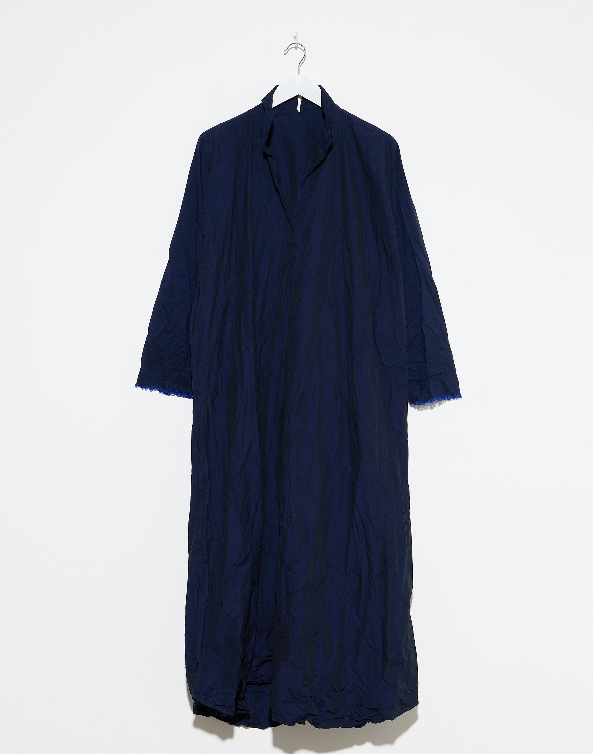 Navy Cotton Spicchi Colletto Lavato Dress