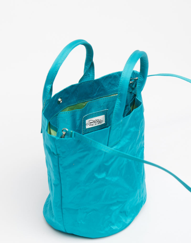Turquoise Satin Basketino Bag