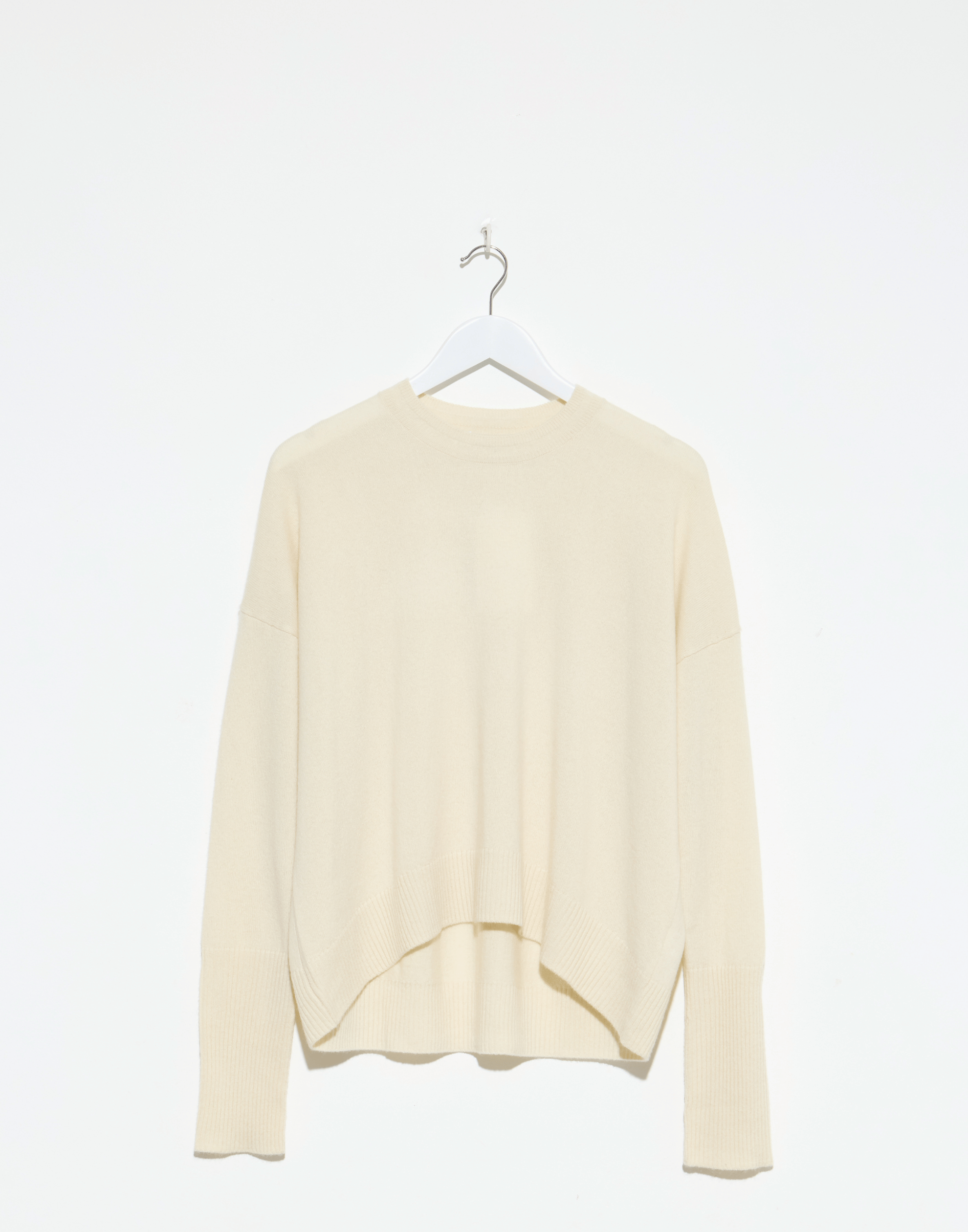 Cream Raw Cashmere Relaxed Pullover