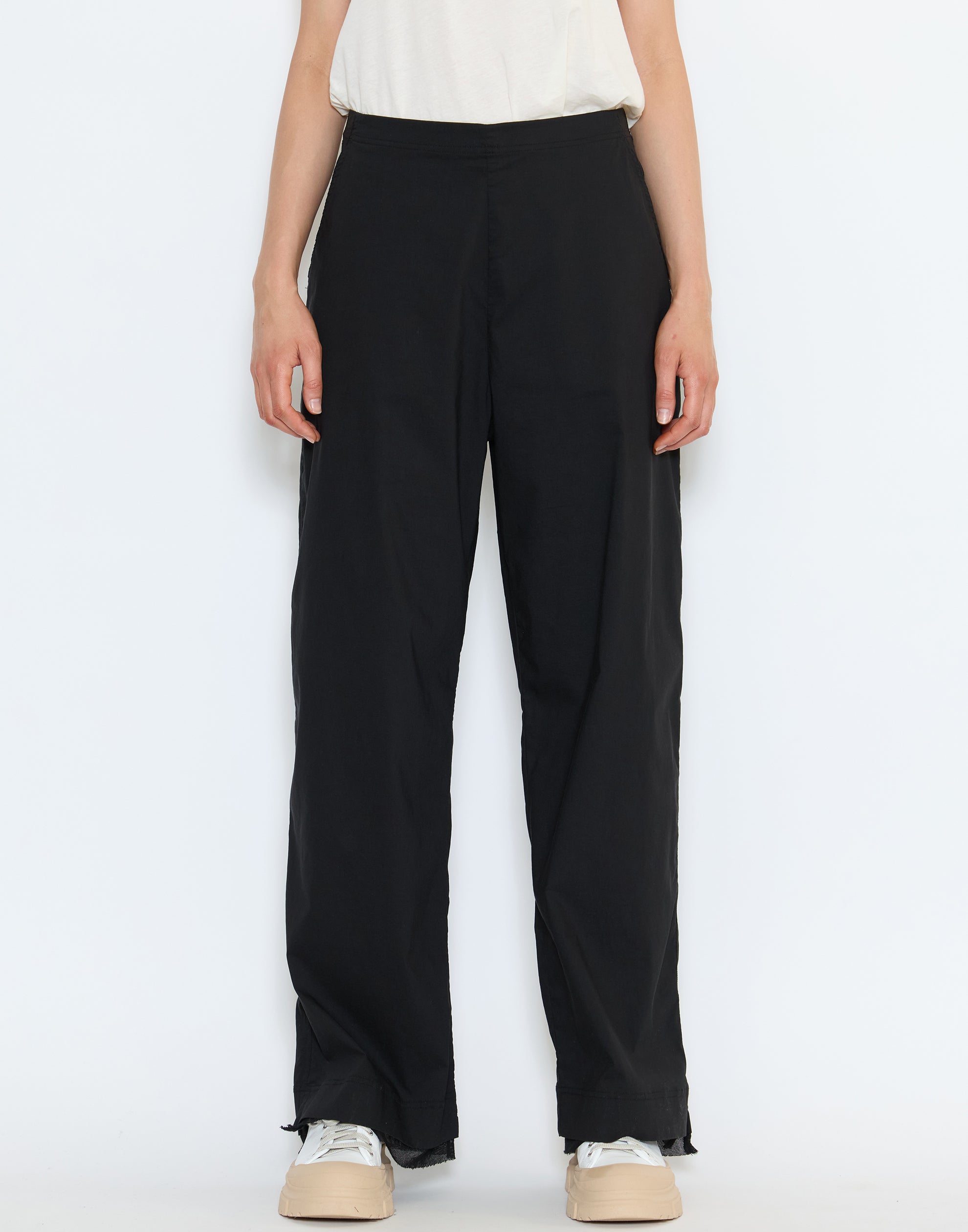 Black Cotton Blend Stretch Pants