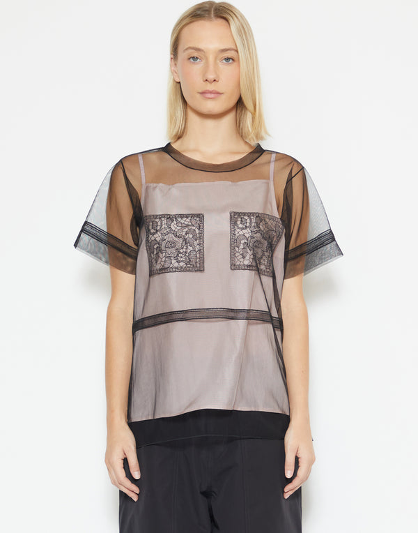 Black French Lace Birdie Top