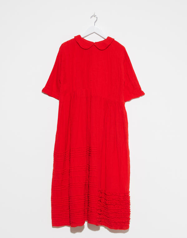 Red Washed Wool Sette Lavato Dress