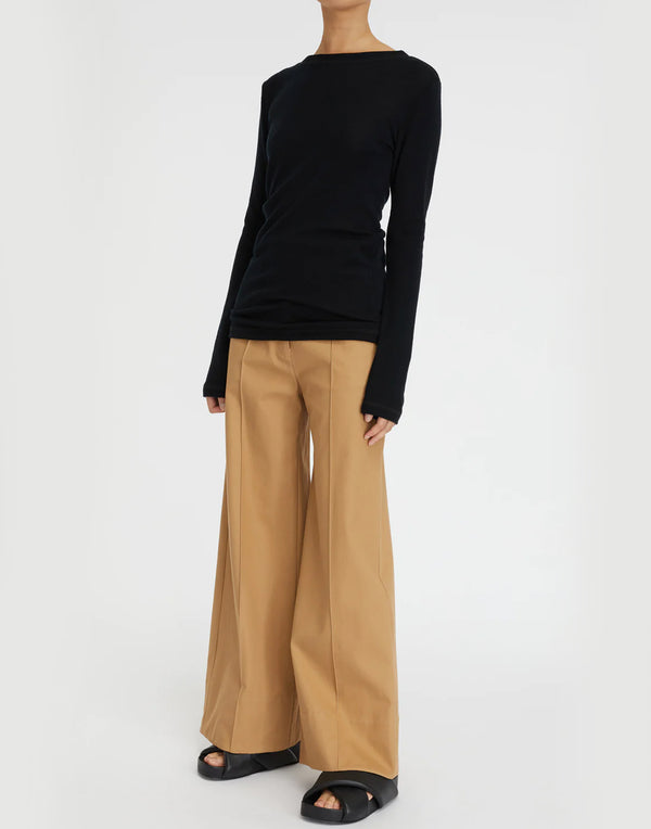 Black Wool Long Sleeve Billy Top